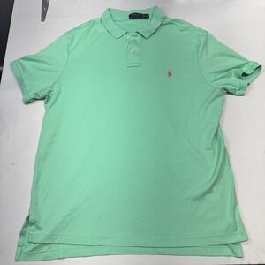 Polo Ralph Lauren Shirt Mens XXL Short Sleeve Light Green 100% Cotton‎ Pink Pony